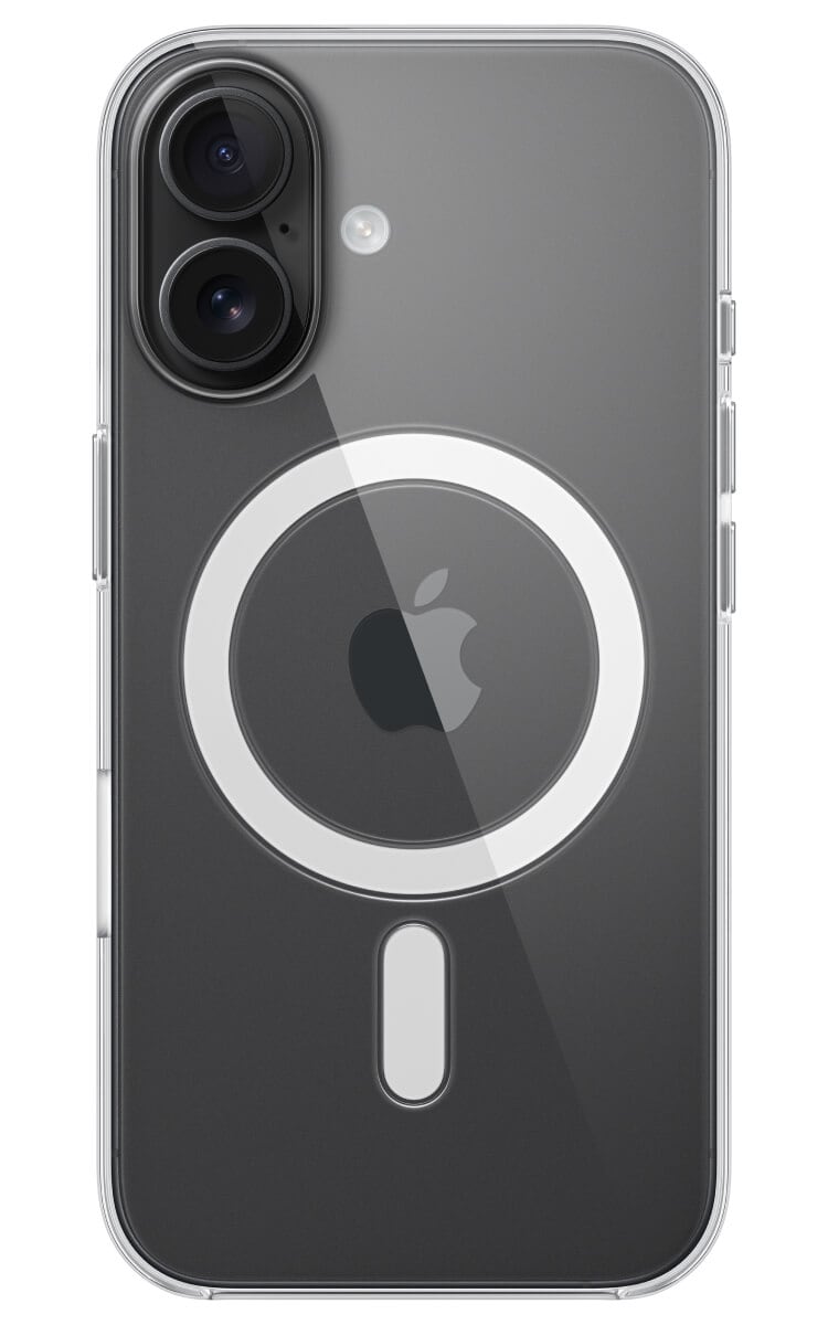 Apple Clear Magsafe Case iPhone 16 On Black Phone