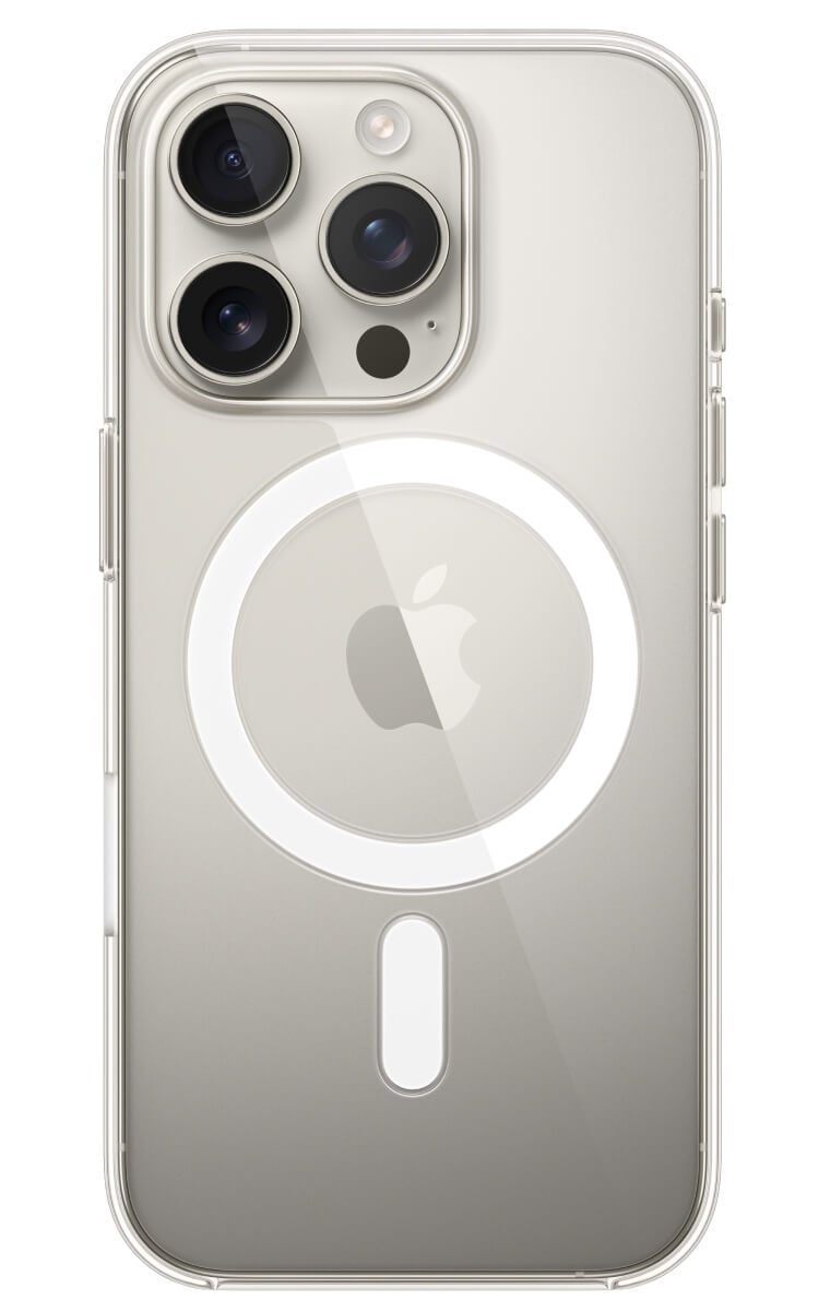 Apple Clear Magsafe Case iPhone 16 Pro On Grey Phone