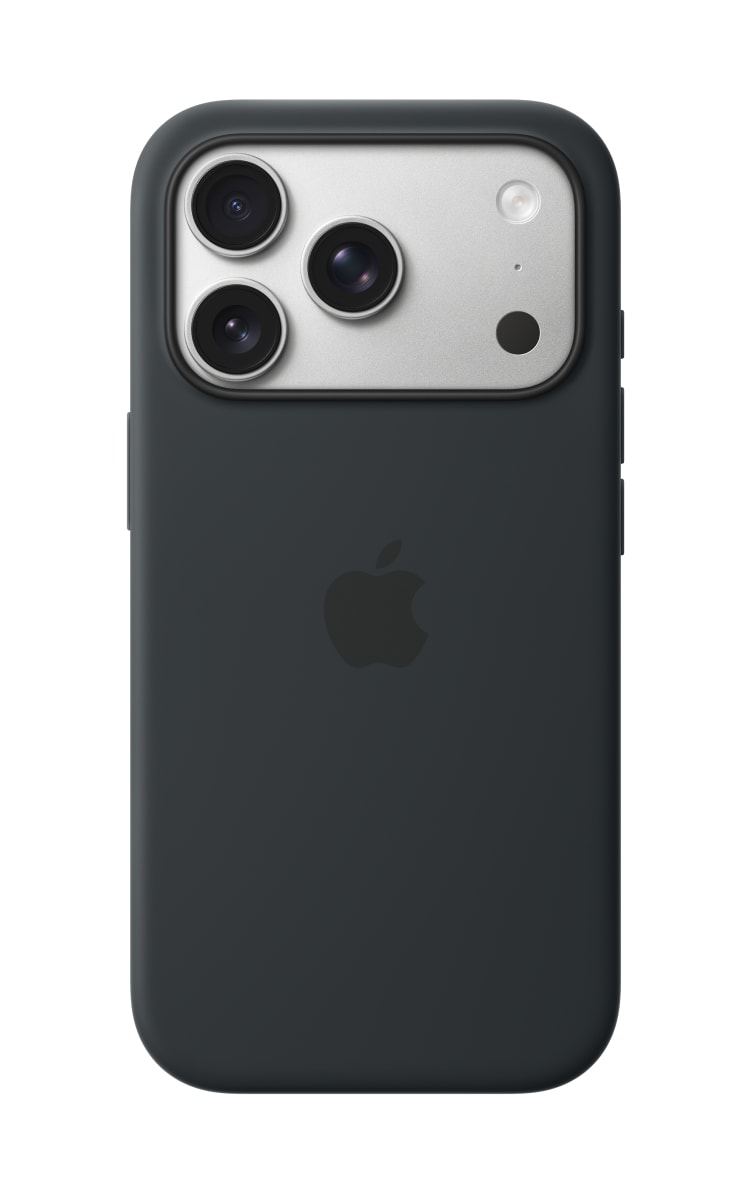  Rear view of the Apple iPhone 17 Pro Silicone Case with MagSafe in Black colour.