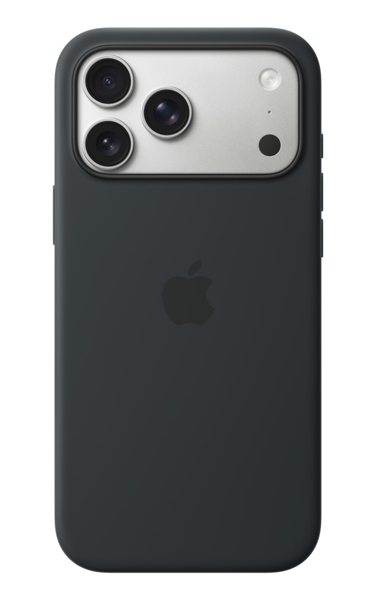 Rear view of the Apple iPhone 17 Pro Max Silicone Case with MagSafe in Black colour.
