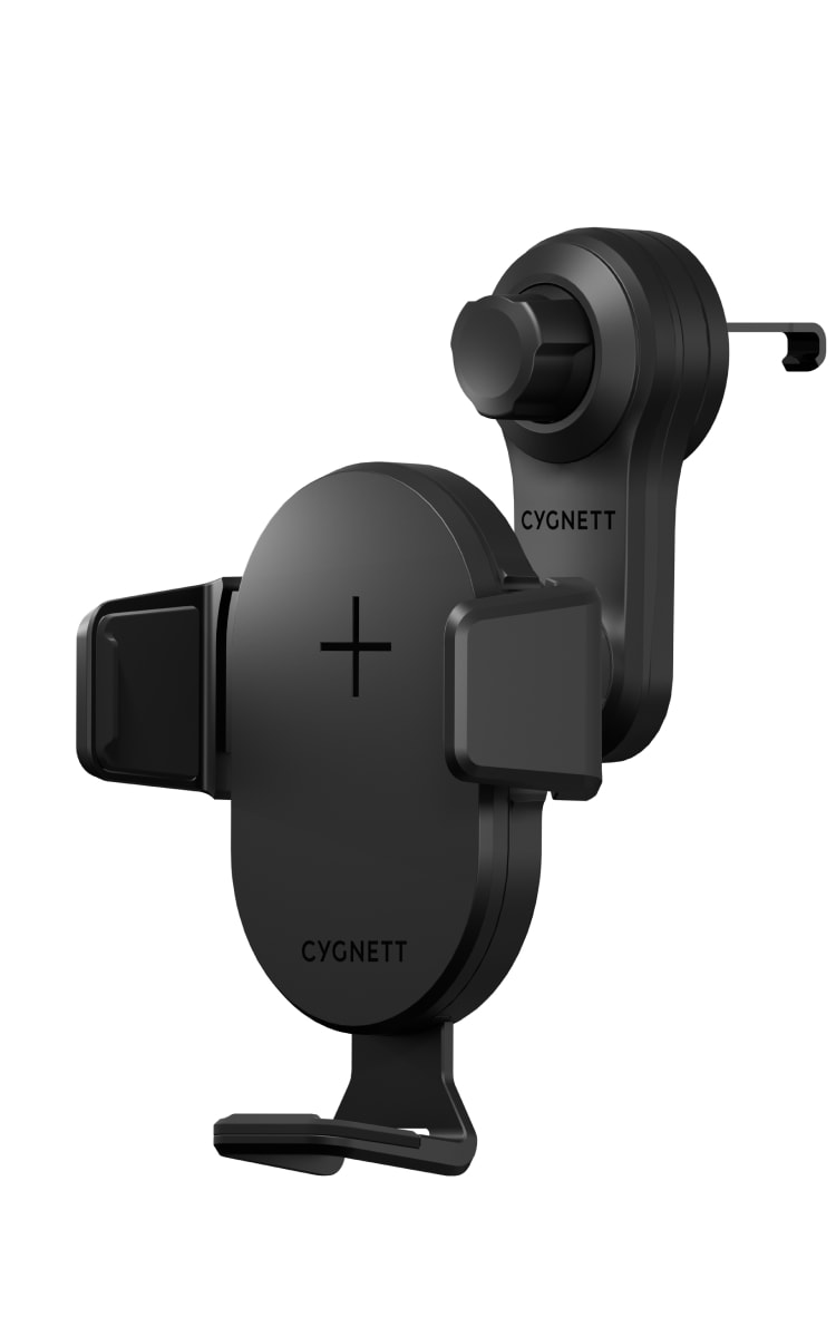 Cygnett EasyMount Wireless Car Charger And Holder Vent Mount - Black Front Angle