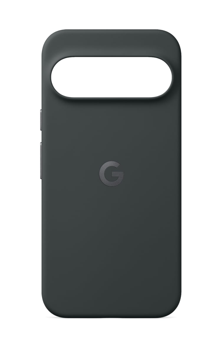 Outside view of the Google Pixelsnap Case for Pixel 10 Pro XL in Obsidian colour with camera cutout and a centrally positioned Google logo.