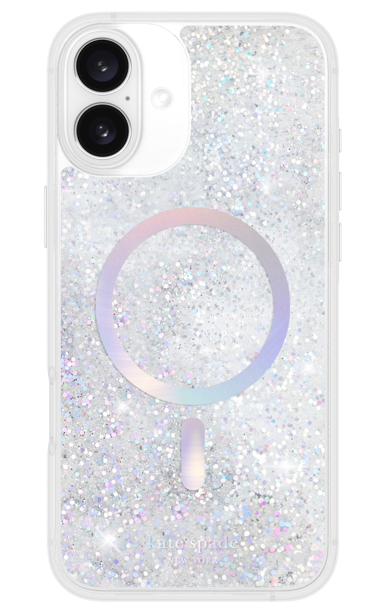 Kate Spade iPhone 16 Plus Liquid Glitter Magsafe Case - Opal Iridescent Back