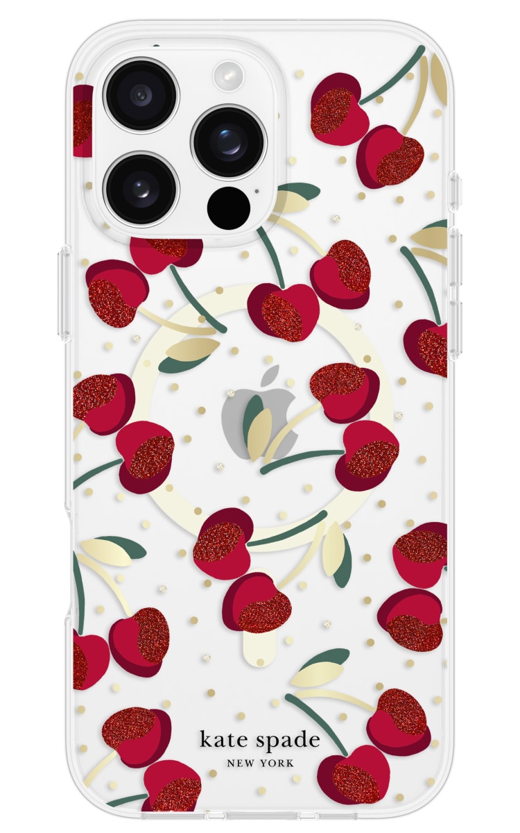 Kate Spade iPhone 16 Pro Max Protective Magsafe Case - Cherry Dot Back