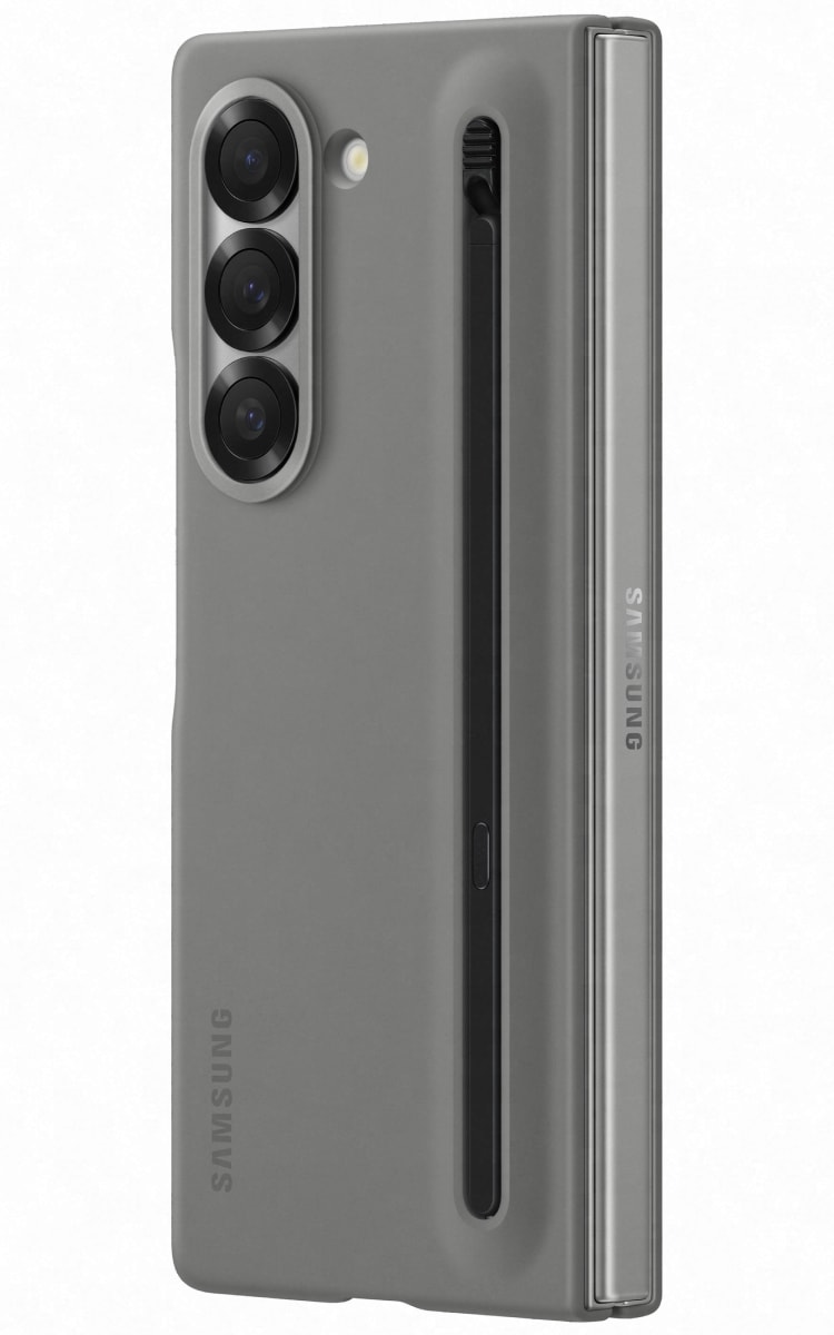 Samsung Galaxy Fold 6 Slim S-Pen Case - Grey Back Angle 1