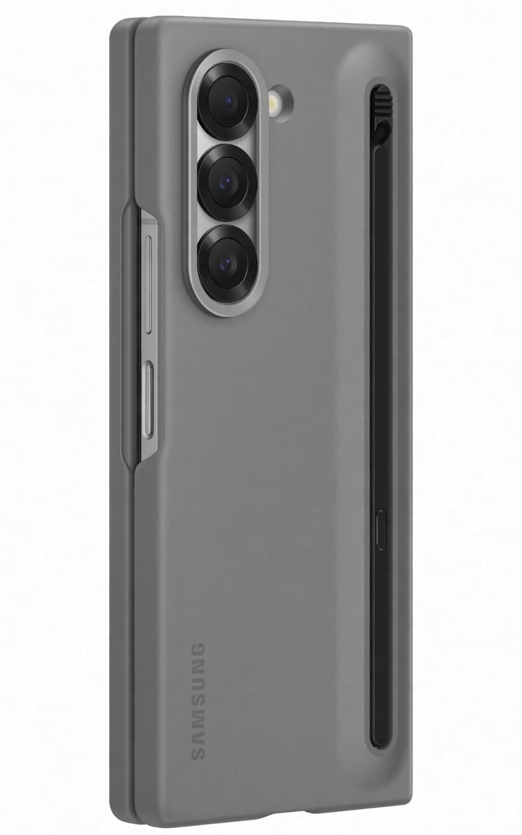 Samsung Galaxy Fold 6 Slim S-Pen Case - Grey Back Angle 2