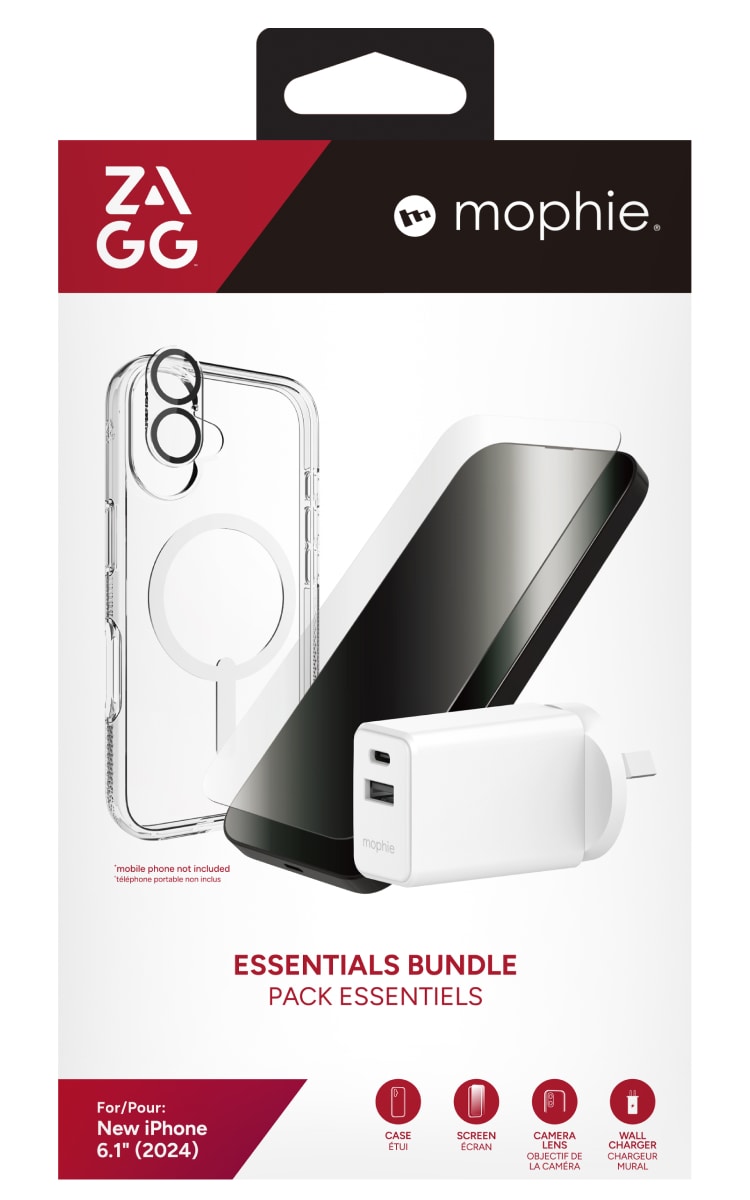 Zagg iPhone 16 Essentials Bundle Front