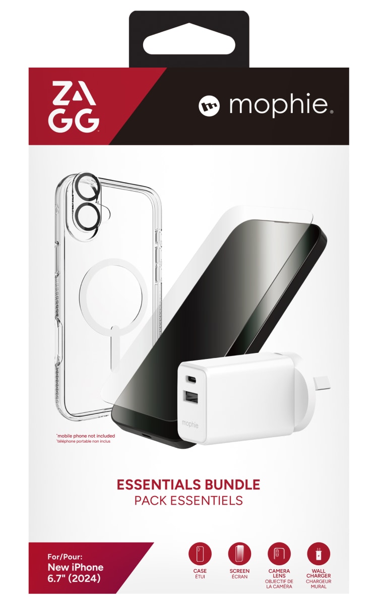 Zagg iPhone 16 Plus Essentials Bundle Front