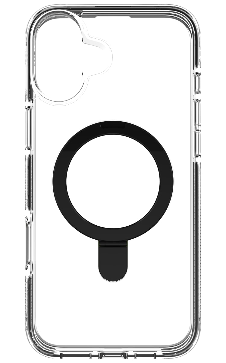 Zagg iPhone 16 Plus Santa Cruz Ringstand Case - Clear Black Back