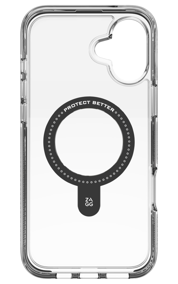 Zagg iPhone 16 Plus Santa Cruz Ringstand Case - Clear Black Front