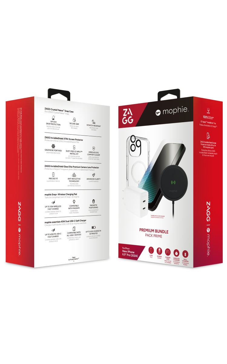 Zagg iPhone 16 Pro Max Premium Bundle Front Back Angle