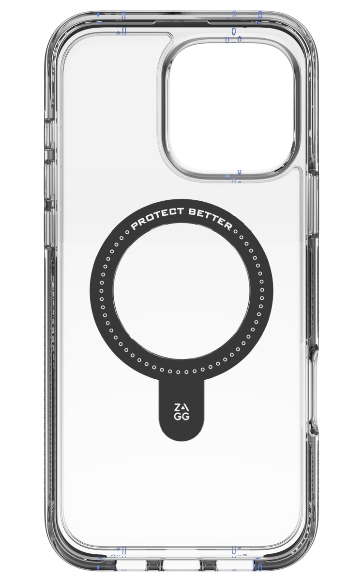 Zagg iPhone 16 Pro Max Santa Cruz Ringstand Case - Clear Black Front