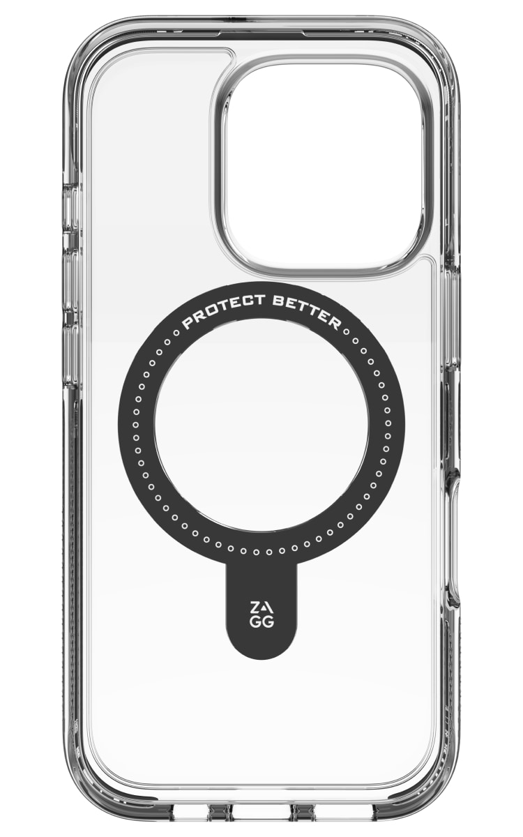Zagg iPhone 16 Pro Santa Cruz Ringstand Case - Clear Black Front