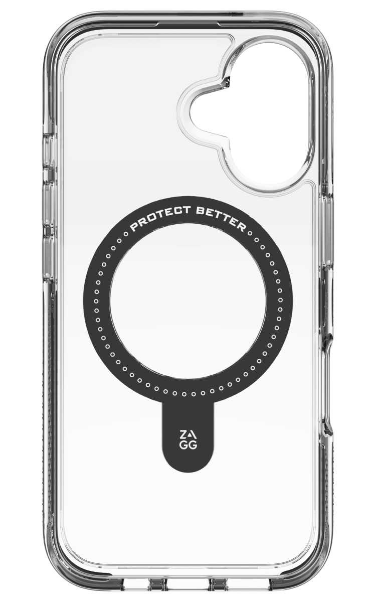 Zagg iPhone 16 Santa Cruz Ringstand Case - Clear Black Front