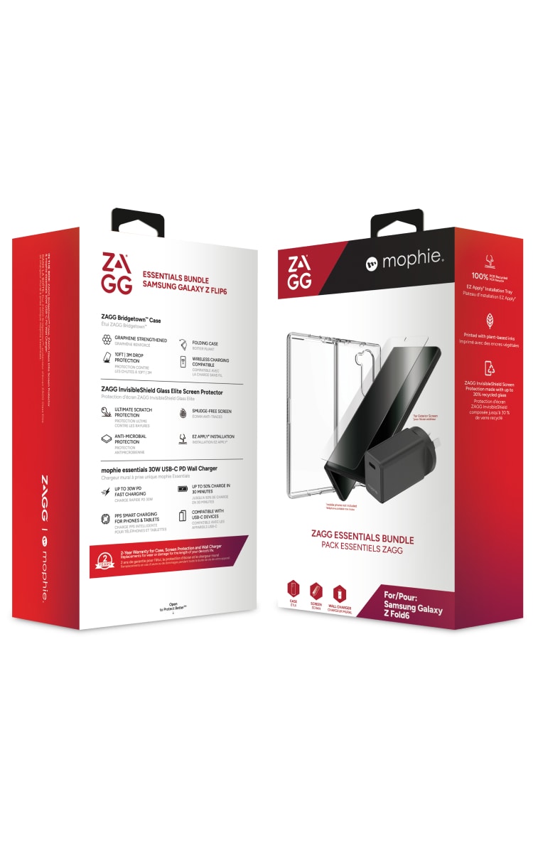 Zagg Samsung Galaxy Z Fold 6 Essentials Bundle Front Back Angle