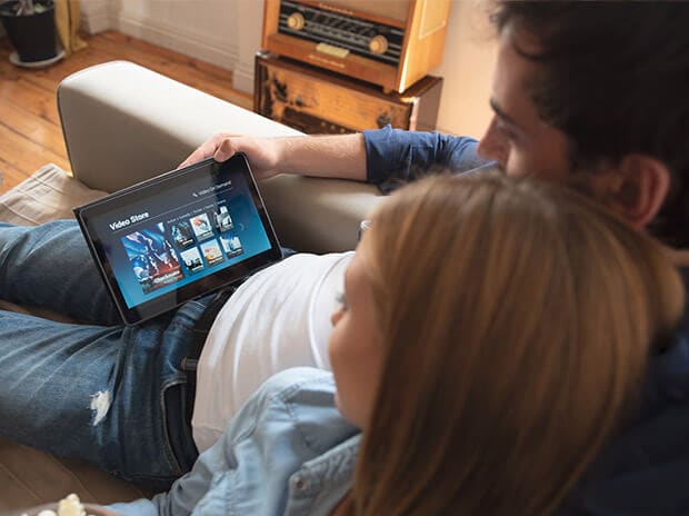 Couple watching video on a iPad