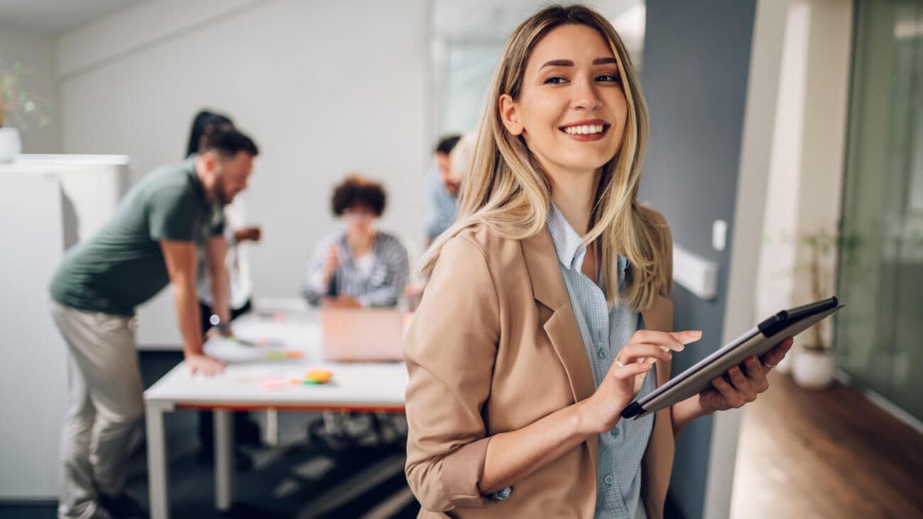Woman with tablet at work