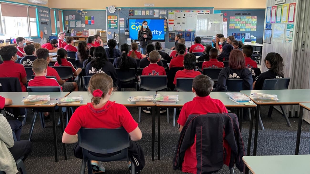 Young students sitting in a classroom
