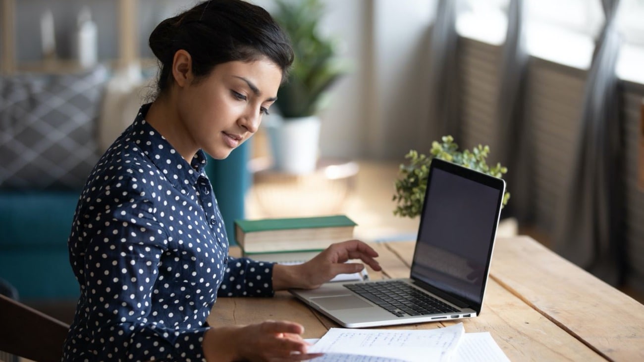 Woman using laptop