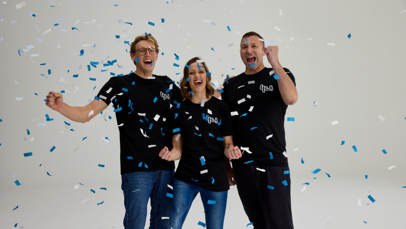 Mack Horton, Ellie Cole and Ian Thorpe celebrate the Optus Inspiration Grants