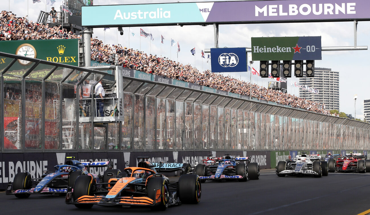 F1 cars on the grid