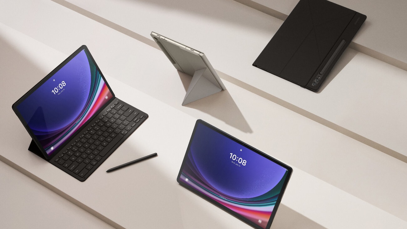 Samsung Tab S9 series tablets with accessories (sold separately)