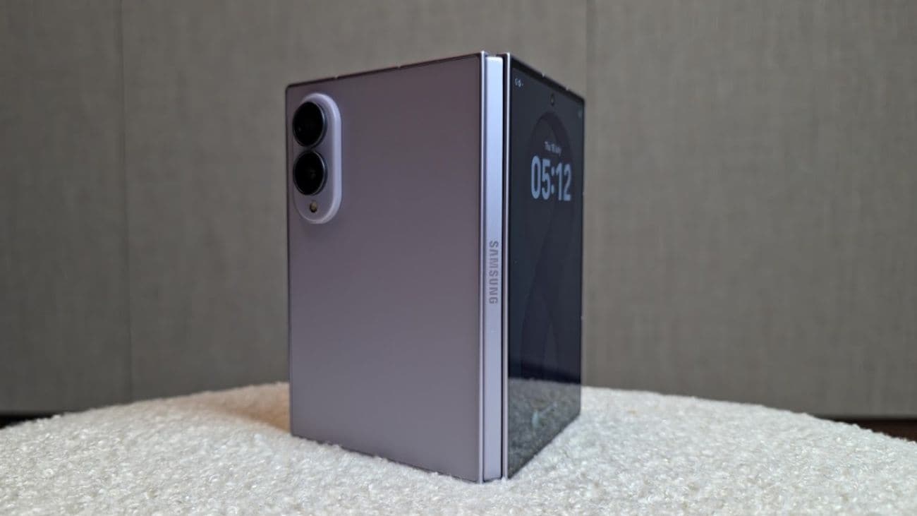 A Samsung Galaxy Z Fold8 smartphone sitting on its side