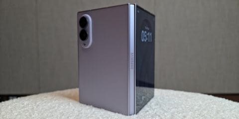 A Samsung Galaxy Z Fold8 smartphone sitting on its side
