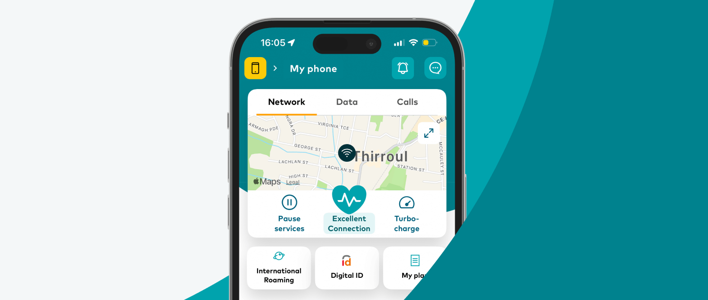 a phone displaying My Optus app home screen