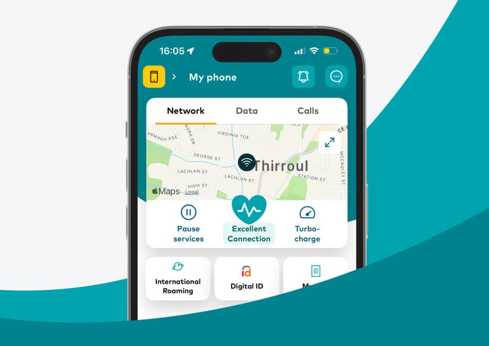 a phone displaying My Optus app home screen