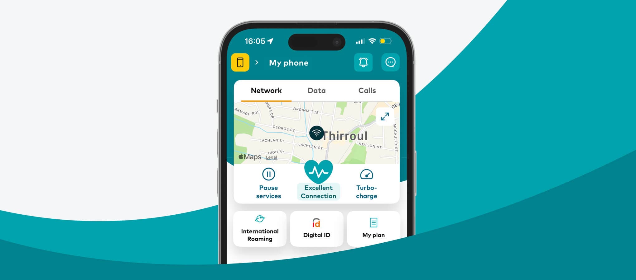 a phone displaying My Optus app home screen
