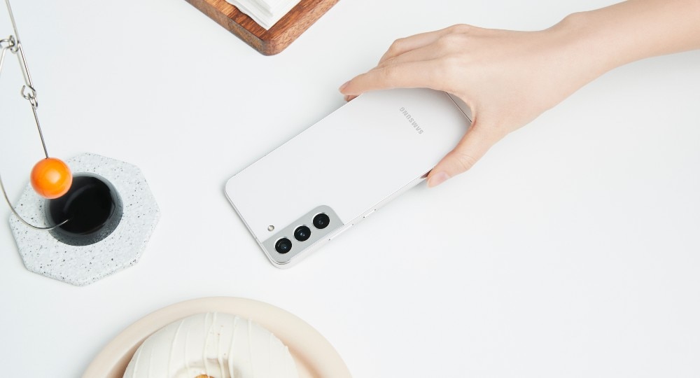 Galaxy S22 Plus in white.