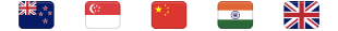 Flags of New Zealand, Singapore, China, India and UK