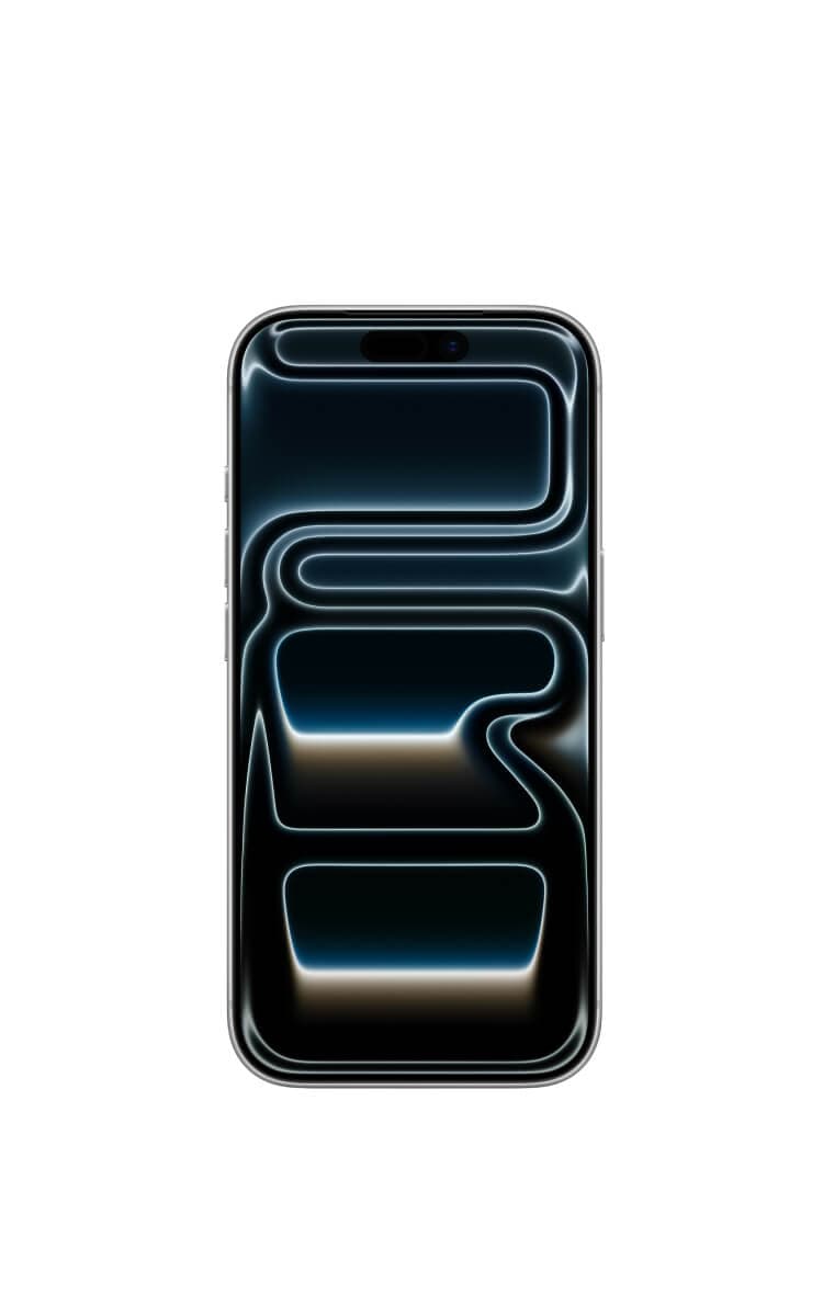Front view of Apple iPhone 17 Pro in silver with display screen.