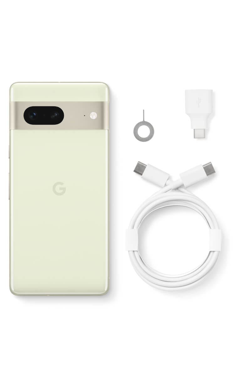 Google Pixel 7 comes with a sim tool, quick switch adapter and USB-C to USB-C cable