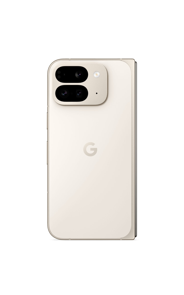 Folded back of the Google Pixel 9 Pro Fold in Porcelain