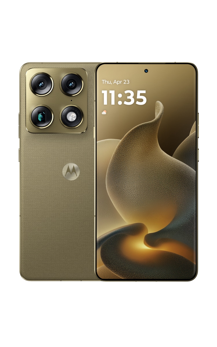 Front and back of Motorola Signature in Martini Olive.