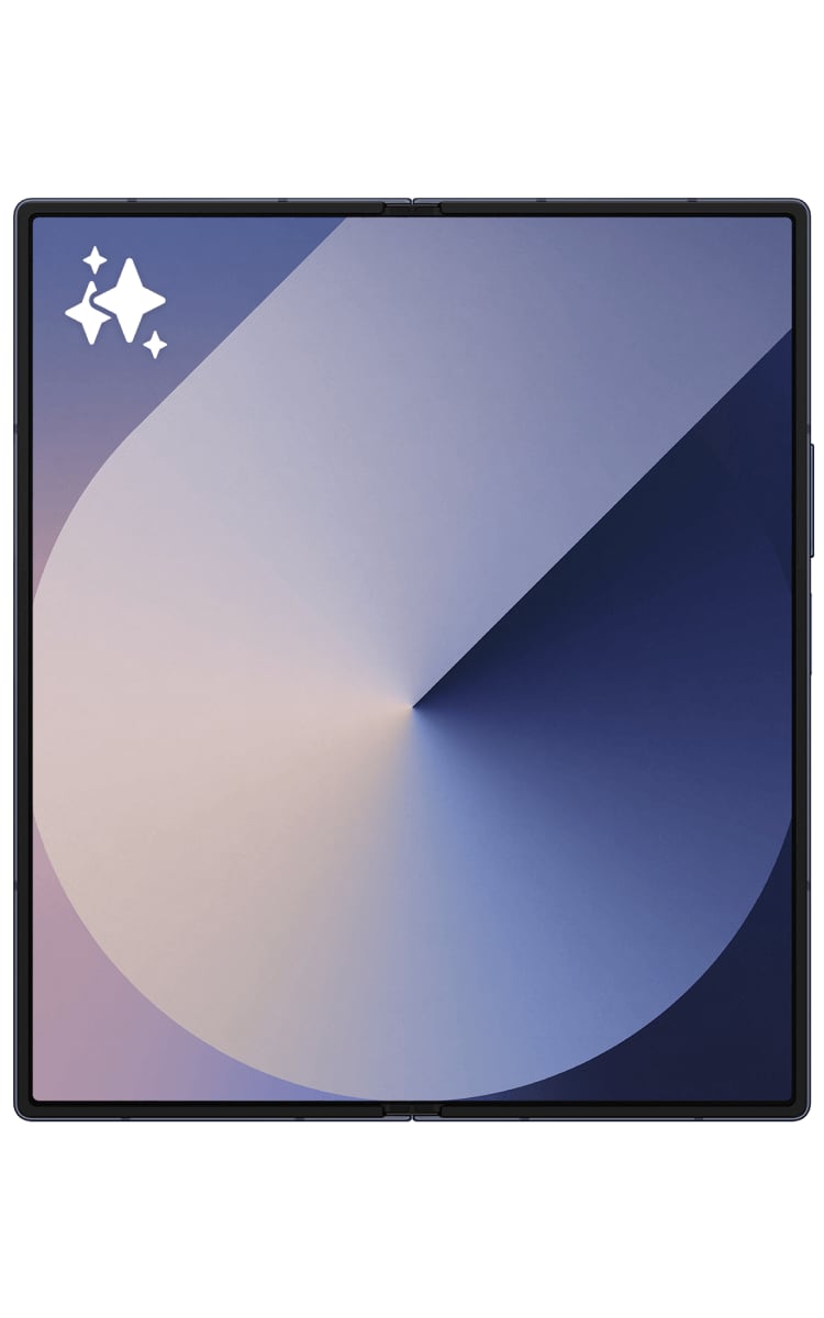 Unfolded front view of the Samsung Galaxy Z Fold6 in Navy showing the 7.6-inch display.