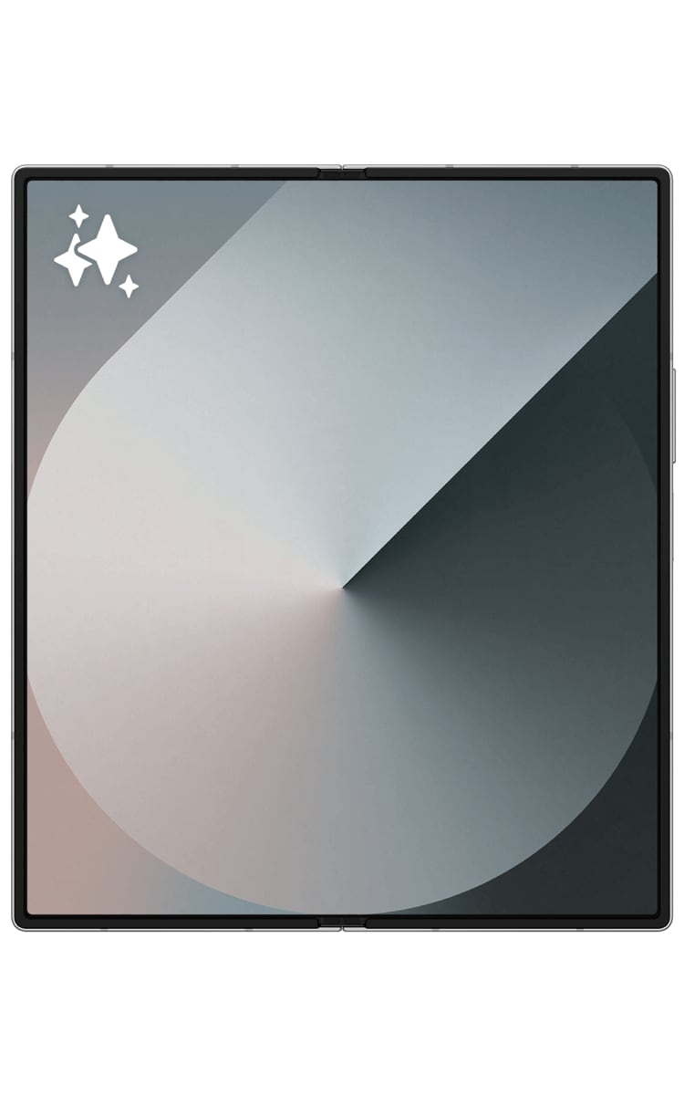 Unfolded front view of the Samsung Galaxy Z Fold6 in Silver Shadow showing the 7.6-inch display.