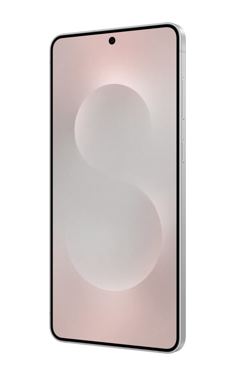 The new Samsung Galaxy S25 Edge in silver with power and volume buttons.