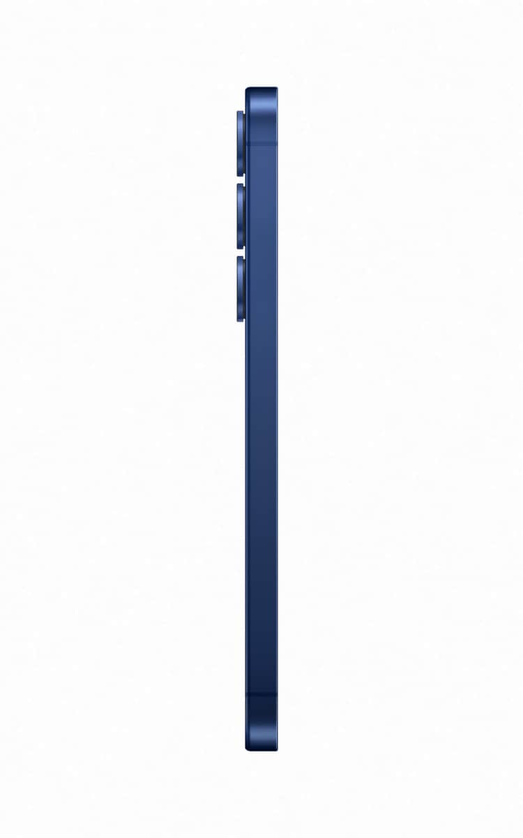 Right side of the Samsung Galaxy S25 in Navy showcasing camera bumps.