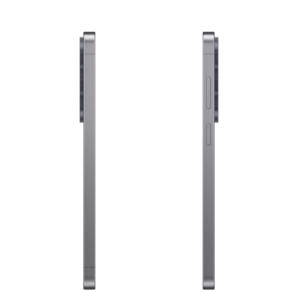 Profile views of the new Samsung Galaxy S26FE smartphone in graphite colour  showing the power and volume buttons