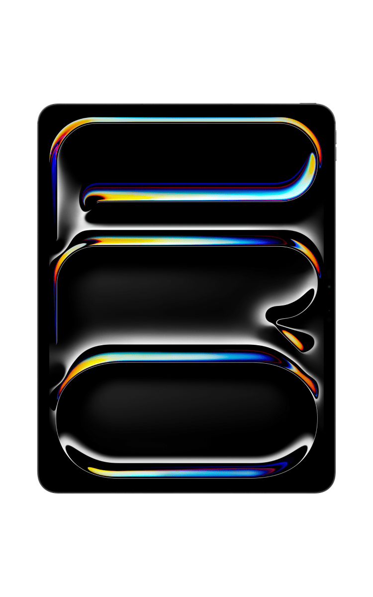 Front view of the Apple iPad Pro 13-inch (M5) in space black.