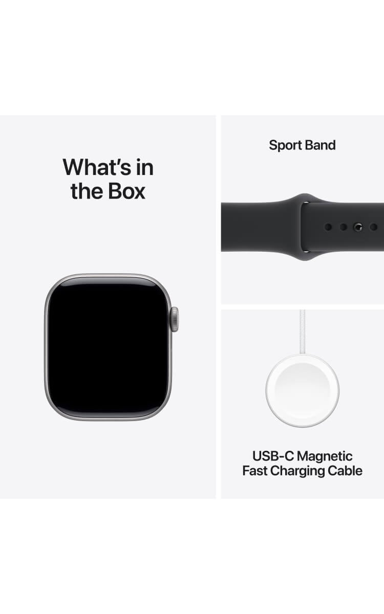 What's in the box: Watch Series 11, Sport Band and USB-C Magnetic fast charging cable.