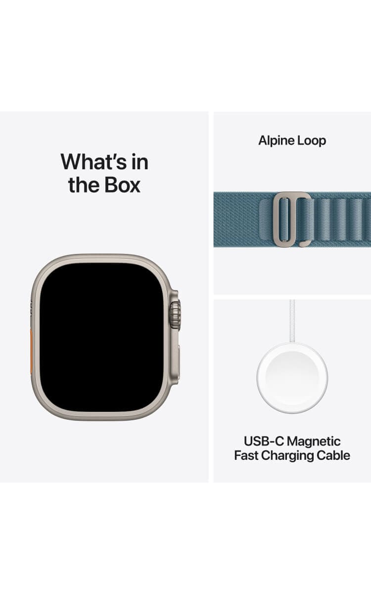 What's in the box: Apple Watch Ultra 3, Alpine loop and USB-C Magnetic Fast Charging Cable.
