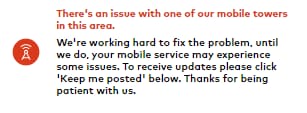 Red tower means unplanned outage in area