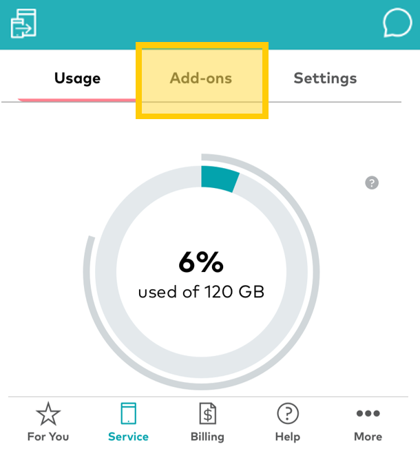 Click Add ons section in My Optus app