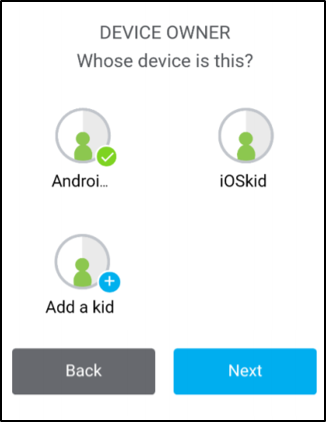 Click to add a kid to family profile in McAfee iOS app