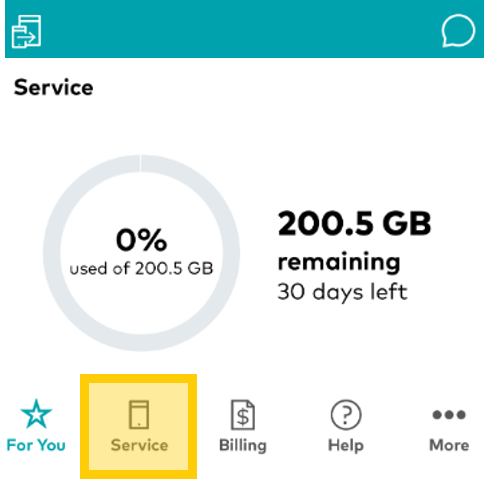 Select the Service tab in My Optus app
