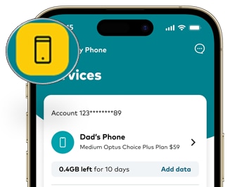 Click icon in top left to log into My Optus app